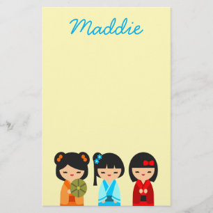 Cute Kokeshi Japanse poppen Briefpapier