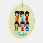 Cute Kokeshi Japanse poppen Keramisch Ornament (Rechts)