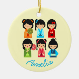 Cute Kokeshi Japanse poppen Keramisch Ornament