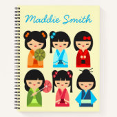Cute Kokeshi Japanse poppen Notitieboek (Voorkant)