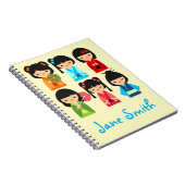 Cute Kokeshi Japanse poppen Notitieboek (Rechterzijde)