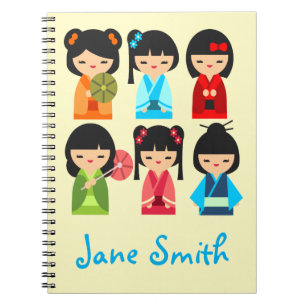 Cute Kokeshi Japanse poppen Notitieboek