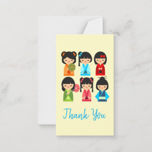 Cute Kokeshi Japanse poppen Notitiekaartje