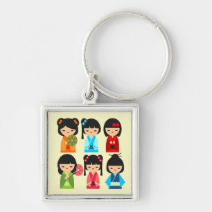 Cute Kokeshi Japanse poppen Sleutelhanger
