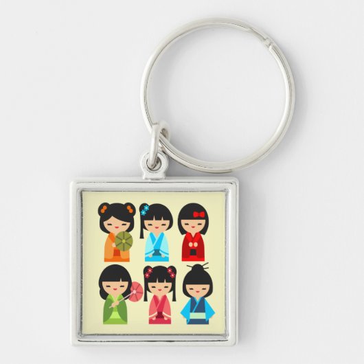 Cute Kokeshi Japanse poppen Sleutelhanger (Voorkant)