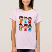 Cute Kokeshi Japanse poppen T-shirt (Voorkant)