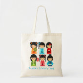 Cute Kokeshi Japanse poppen Tote Bag (Voorkant)