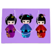 Cute kokeshi poppen cartoon girl large cadeautasje (Voorkant)