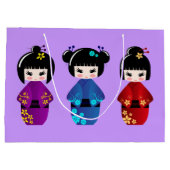 Cute kokeshi poppen cartoon girl large cadeautasje (Achterkant)