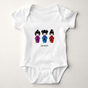 Cute kokeshi poppen cartoon naam baby shirt