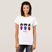 Cute kokeshi poppen cartoon naam shirt vrouw (Voorkant volledig)