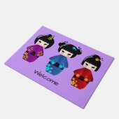 Cute kokeshi poppen cartoon welkom deurmat (Schuin)