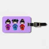 Cute kokeshi poppencartoon bagagelabel (Voorkant horizontaal)