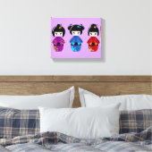 Cute kokeshi poppencartoon canvas afdruk (Insitu (Slaapkamer))