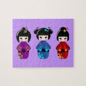 Cute kokeshi poppencartoon legpuzzel (Horizontaal)