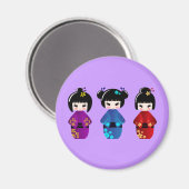 Cute kokeshi poppencartoon magneet (Voorkant / Achterkant)
