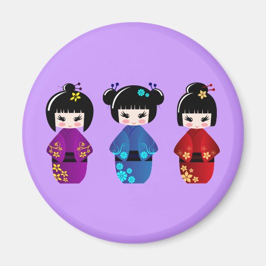 Cute kokeshi poppencartoon magneet (Voorkant)