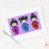 Cute kokeshi poppencartoon rechthoekige sticker (Envelop)