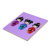 Cute kokeshi poppencartoon tegeltje (Zijkant)