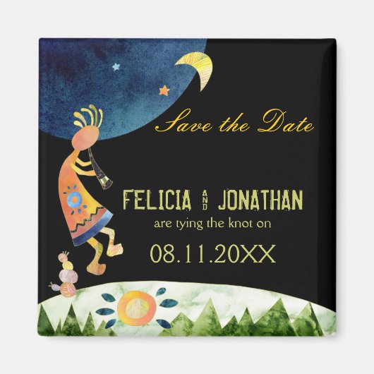 Cute Kokopelli Tribal Wedding Save the Date Magneet (Voorkant)