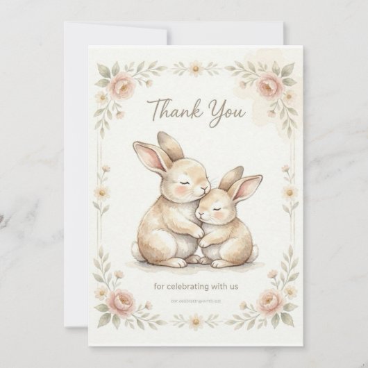 Cute Konijn Baby Shower Bedankkaart (Voorkant)