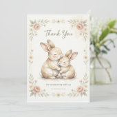Cute Konijn Baby Shower Bedankkaart (Staand voorkant)