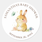 Cute Konijn Baby Shower Ronde Sticker (Voorkant)