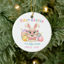 Cute Konijn Baby's Eerste Pasen Keramisch Ornament