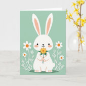 Cute Konijn Bloem Scene Kaart (Gele Bloem)