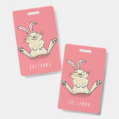 Cute konijn cartoon illustratie badge (Voor- en achterkant)