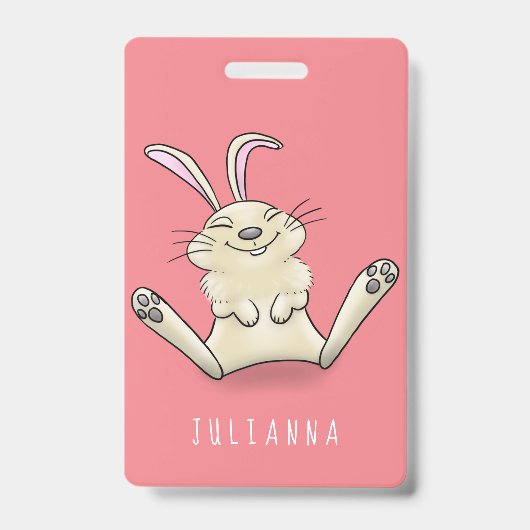 Cute konijn cartoon illustratie badge (Voorzijde)