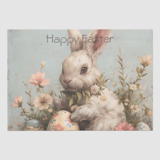 Cute Konijn Eieren Bloemen Pasen Tissuepapier (Voorkant)