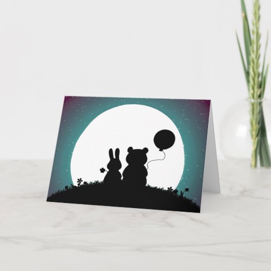 Cute Konijn en Beer Bruiloft Wenskaart Kaart (Voorkant)