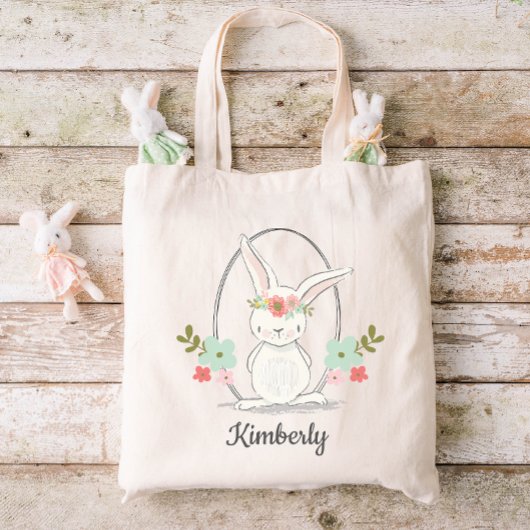 Cute Konijn Gepersonaliseerd Pasen Tote Bag