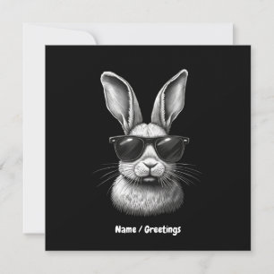 Cute Konijn Gezicht Met Zonnebril Voor Kinderen Kaart