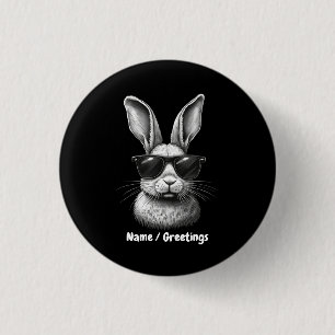 Cute Konijn Gezicht Met Zonnebril Voor Kinderen Ronde Button 3,2 Cm