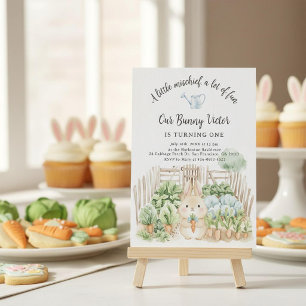 Cute Konijn Groente Tuin Feestje Eerste Verjaardag Kaart