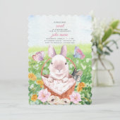 Cute Konijn in Mand Uitnodiging (Staand voorkant)