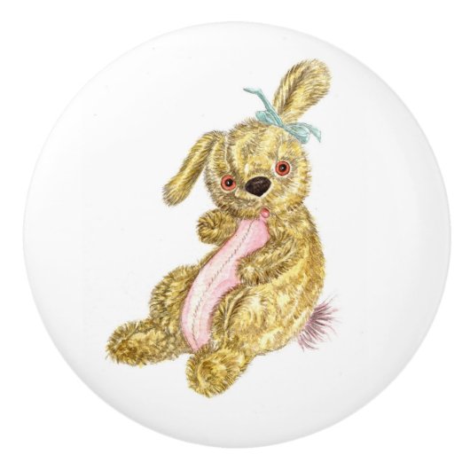 Cute Konijn Keramische Knop (Voorkant)