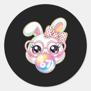 Cute Konijn Konijn Gezicht Voor Vrouwen Meisjes Ki Ronde Sticker