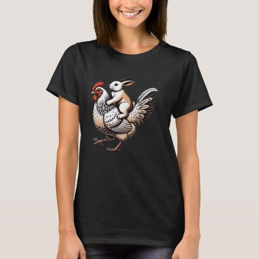 Cute Konijn Konijn Kip T-shirt (Voorkant)