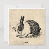Cute Konijn Konijn Vintage Dier Kunst Illustratie Feestdagenkaart (Achterkant)