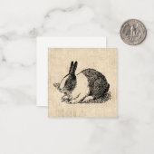 Cute Konijn Konijn Vintage Dieren Kunst Illustrati Notitiekaartje (Voorkant / Achterkant in situ)