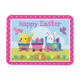 Cute Konijn, Kuiken & Chocolade Eieren Trein Pasen Magneet