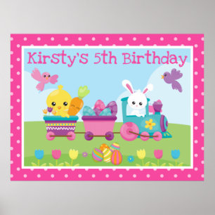 Cute Konijn, Kuiken & Chocolade Eieren Trein Verja Poster
