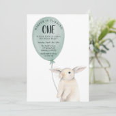 Cute Konijn met Ballon Verjaardag Kaart (Staand voorkant)