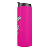 Cute Konijn met Bril die Bubble Gum Blaast Thermosbeker (Geroteerd rechts)