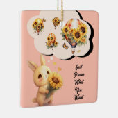 Cute Konijn Met Zonnebloem Ornament (Rechts)