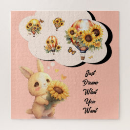 Cute Konijn Met Zonnebloem Puzzel