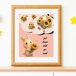 Cute Konijn Poster | Droom gewoon wat je wilt